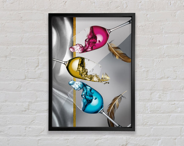 Three Vibrant Wine Glasses Framed Print