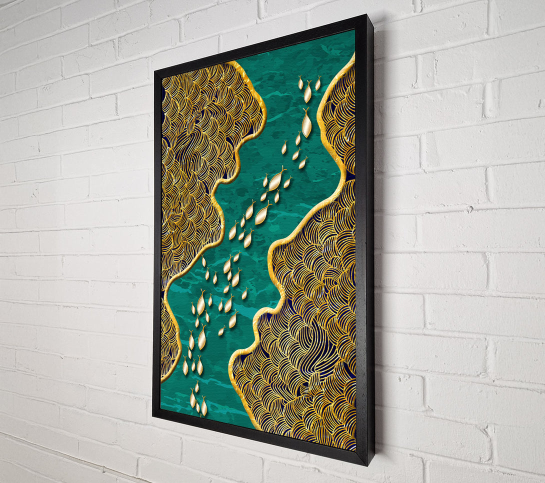  A Canvas Print of Turquoise And Gold Fish Canvas Wall Art