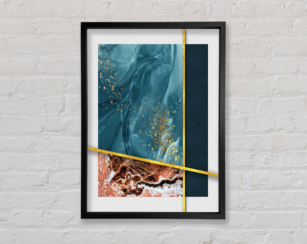 Turquoise Rectangle Abstract Framed Print