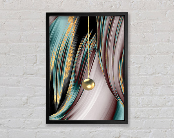 Turquoise  Burgundy And Gold Swirl Framed Print