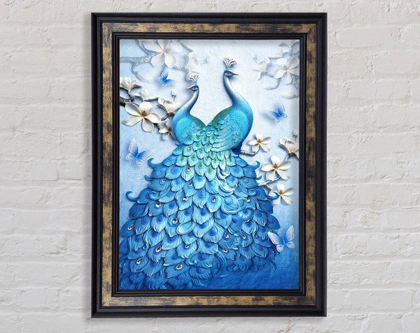 Two Blue Peacock Framed Print