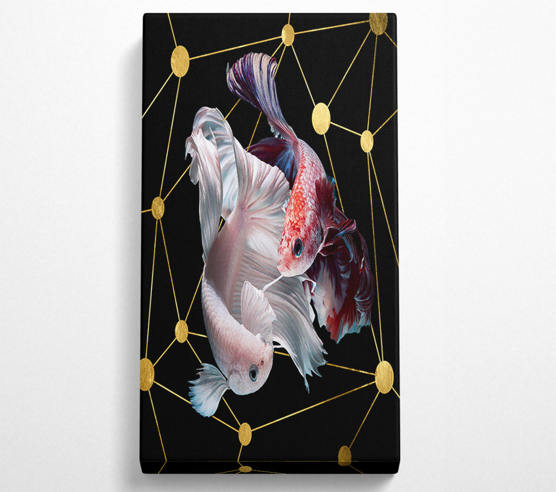  A Canvas Print of Two Fish Swimming  Golden Spots Canvas Print