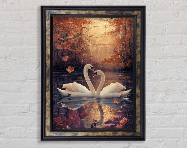 Two Swans On.A Lake Framed Print