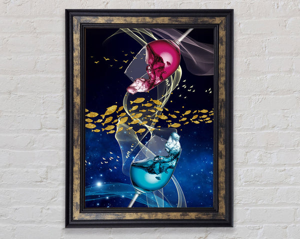 Two Vibrant Wine Glasses Framed Print