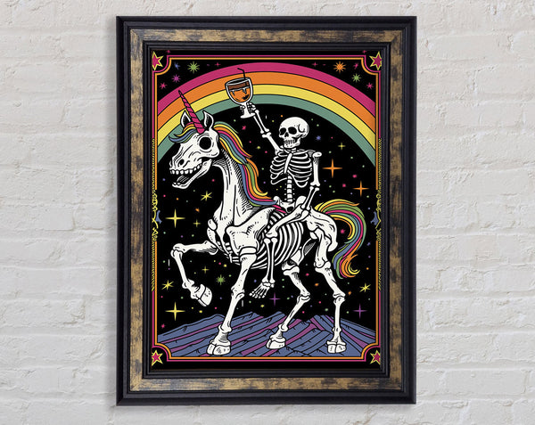 Unicorn And Skeleton Framed Print