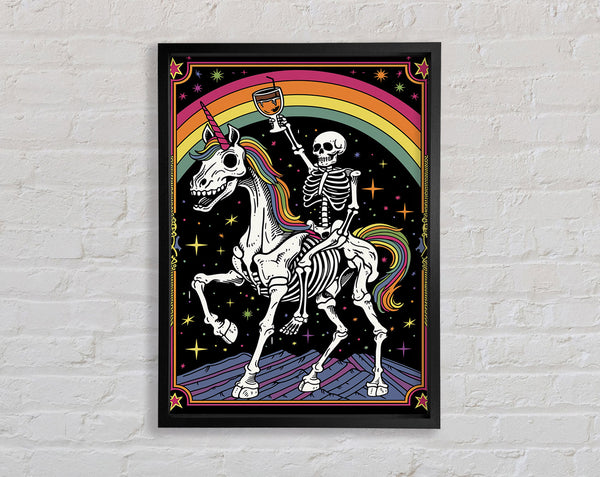 Unicorn And Skeleton Framed Print