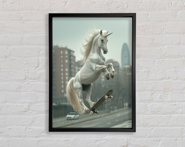 Unicorn Kickflip Framed Print