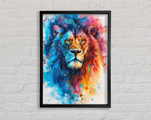 Universe Lion Stars Framed Print