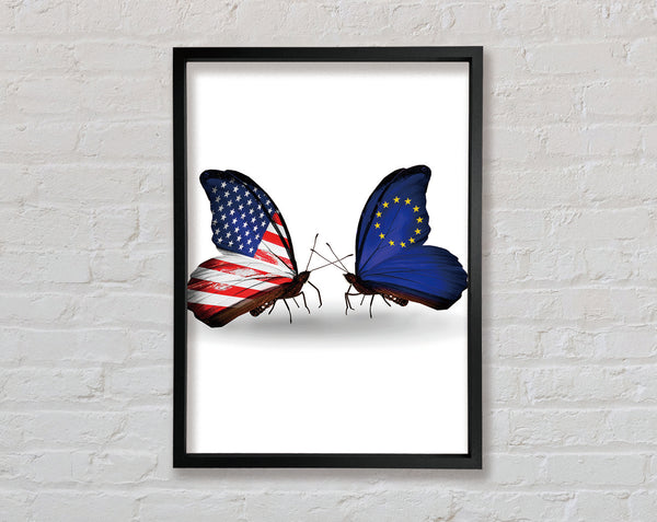 Usa And Eu Butterflies Framed Print