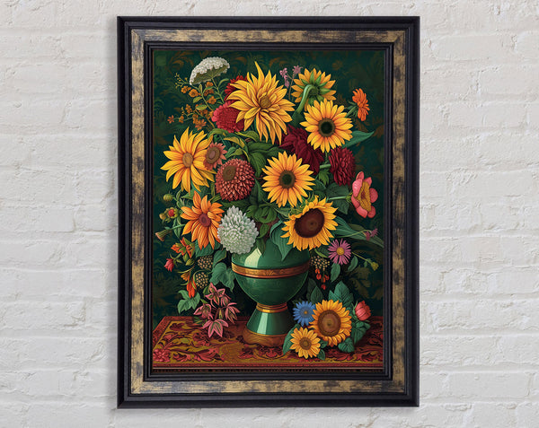 Vase Of Vibrant Flowers Framed Print