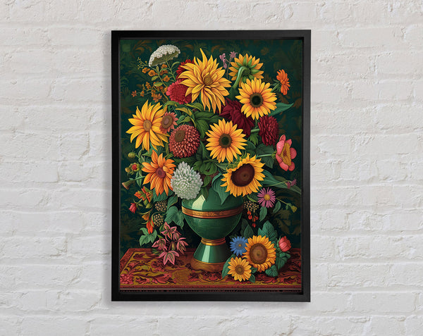 Vase Of Vibrant Flowers Framed Print