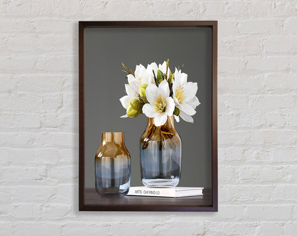 Vase On Walnut Book Framed Print