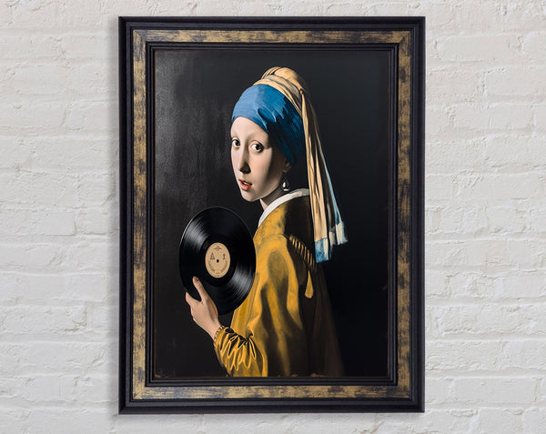 Vermeer Pearl Earring Record Dj Framed Print