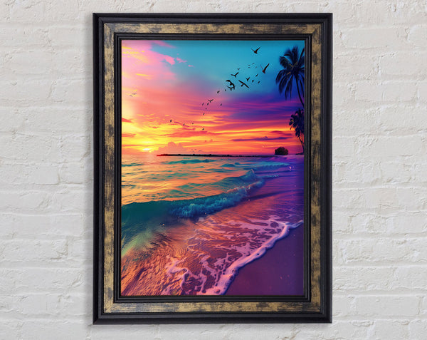 Vibrant Skies Beach Framed Print