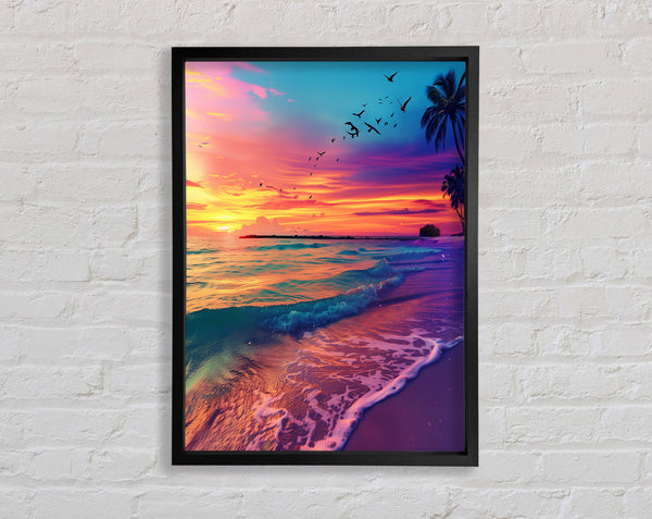 Vibrant Skies Beach Framed Print