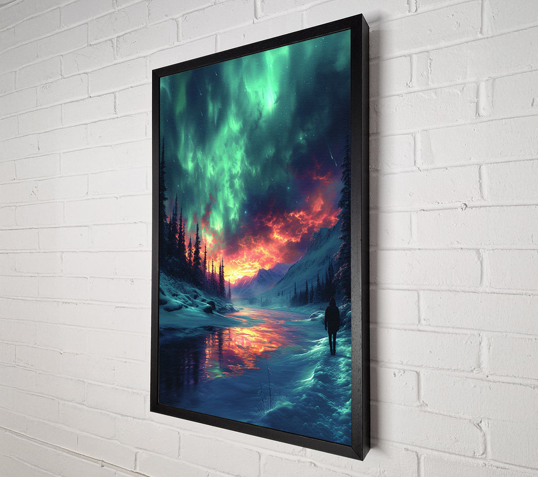  A Canvas Print of Walking Northern Lights Canvas Wall Art