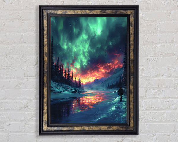 Walking Northern Lights Framed Print
