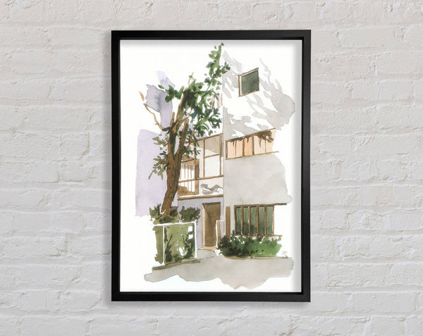 Watercolour Apartments Framed Print