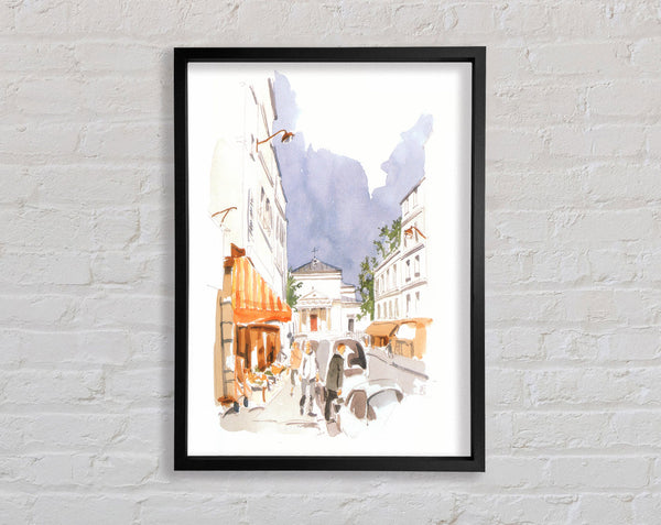 Watercolour Cafe Framed Print