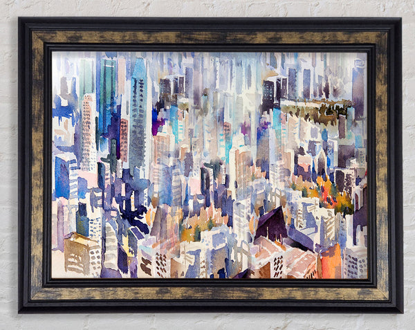 Watercolour City View Framed Print