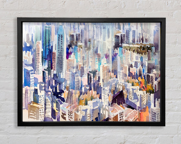Watercolour City View Framed Print
