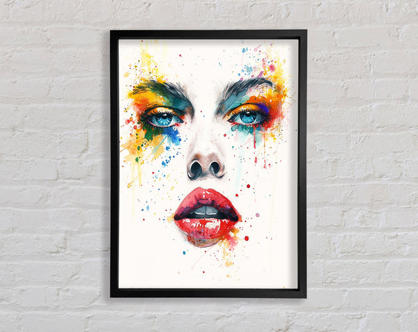 Watercolour Eyes Nose And Lips Framed Print