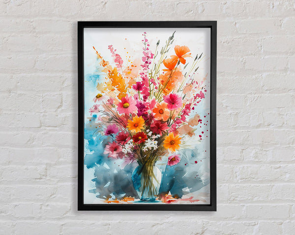Watercolour Flowers In A Vase Framed Print