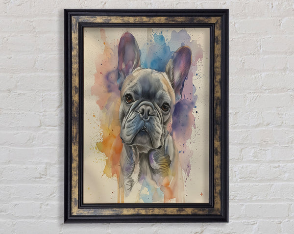 Watercolour Frenchie Cute Framed Print