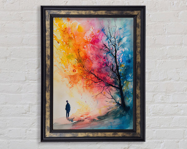 Watercolour Man Trees Framed Print