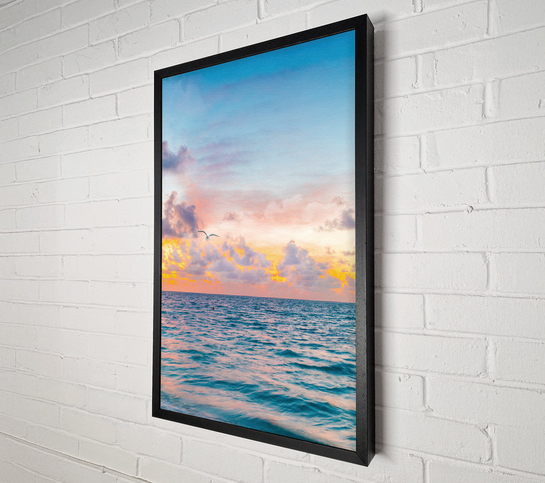  A Canvas Print of Watercolour Seagull Sea Canvas Art
