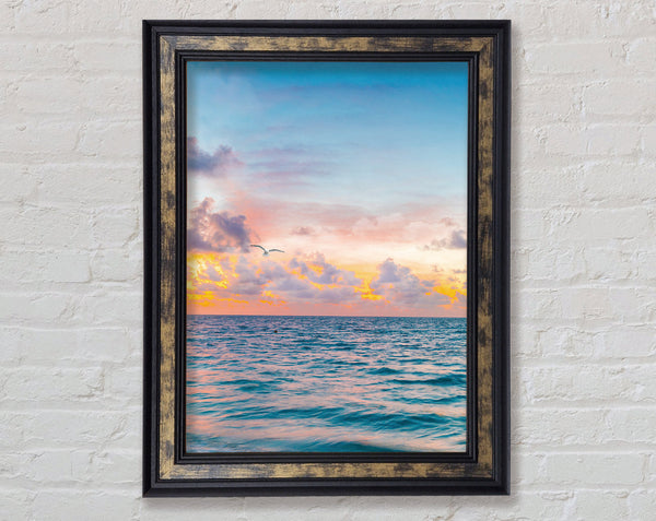 Watercolour Seagull Sea Framed Print