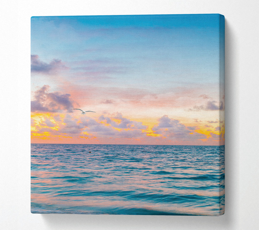  A Canvas Print of Watercolour Seagull Sea Canvas Art