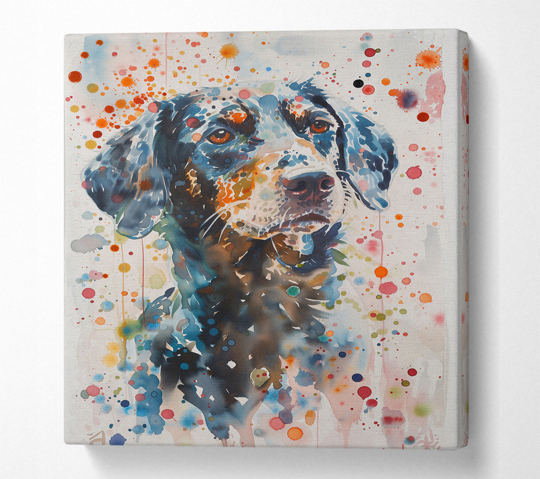 A Canvas Print of Watercolour Spots Dog Canvas Wall Art