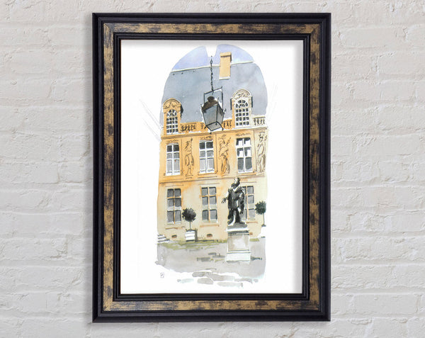 Watercolour Town Square Framed Print
