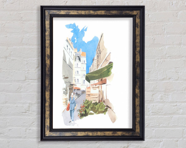 Watercolour Town Walk Framed Print
