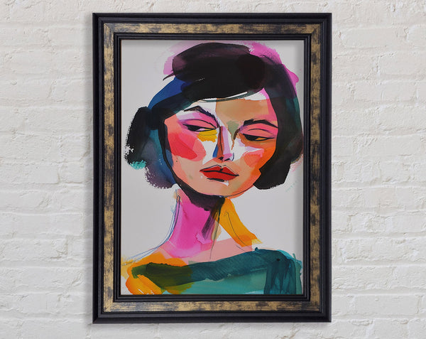 Watercolour Woman Glare Framed Print