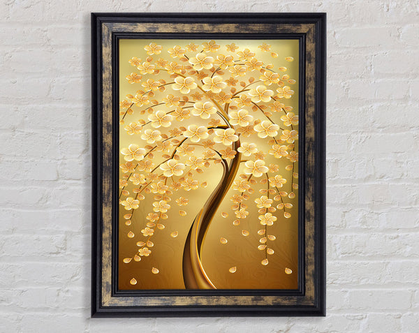 Wavy Gold Tree Framed Print