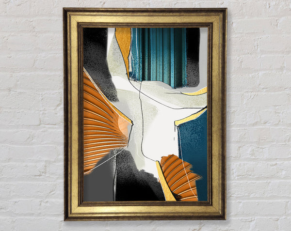 White Abstract With Colours Framed Print