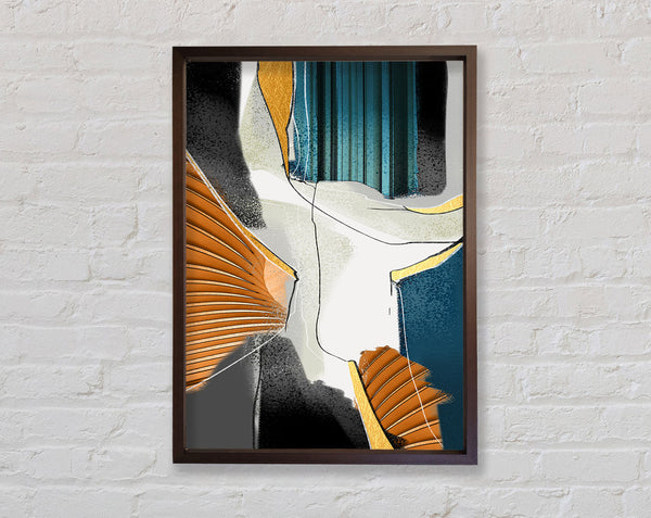 Walnut Abstract With Colours Framed Print