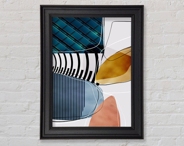 White And Black Lines Framed Print