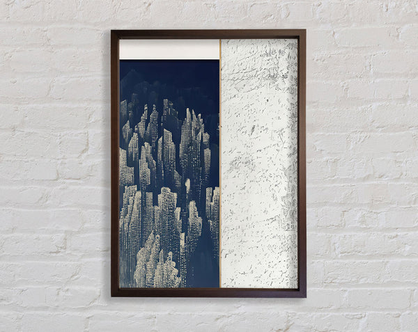 Walnut And Blue Vertical Abstract Framed Print