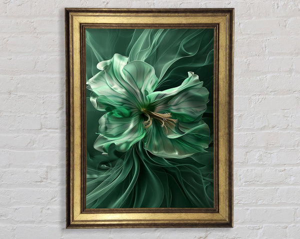 White And Green Flower Flow Framed Print