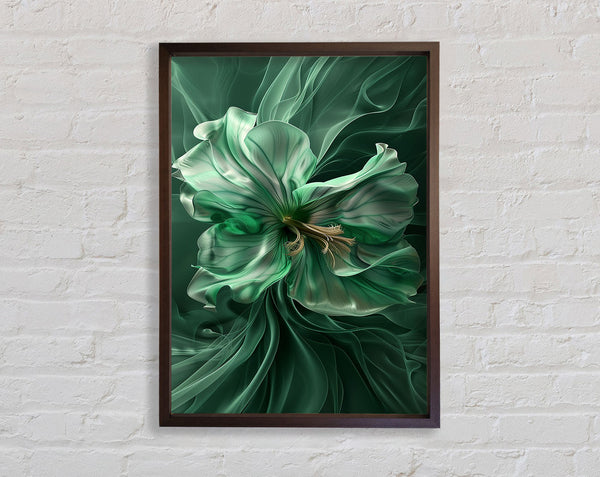 Walnut And Green Flower Flow Framed Print