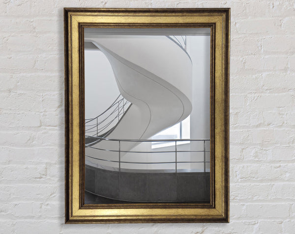 White And Grey Spiral Staircase Framed Print