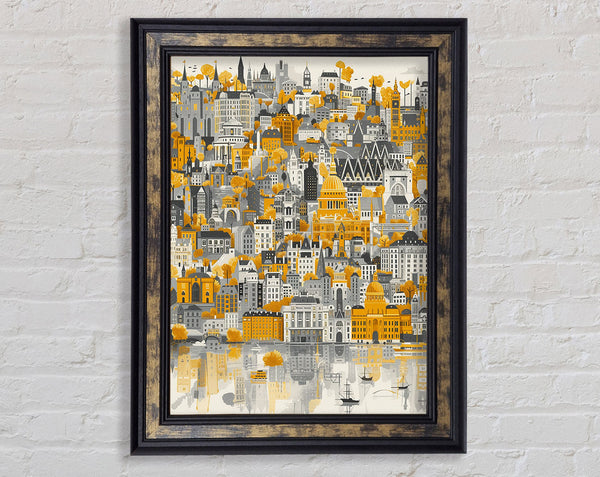 Walnut And Yellow City Framed Print