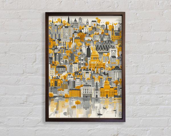 Walnut And Yellow City Framed Print