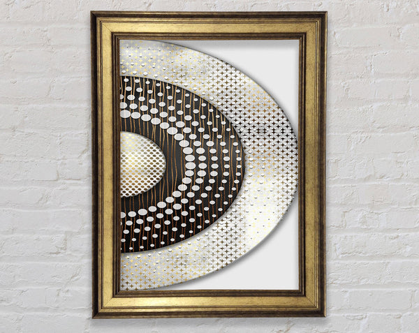 White Circle Abstract Dots Framed Print