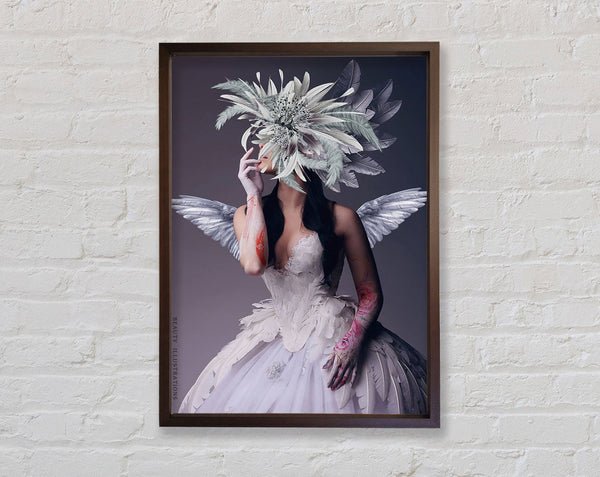 Walnut Dress Feathers Framed Print