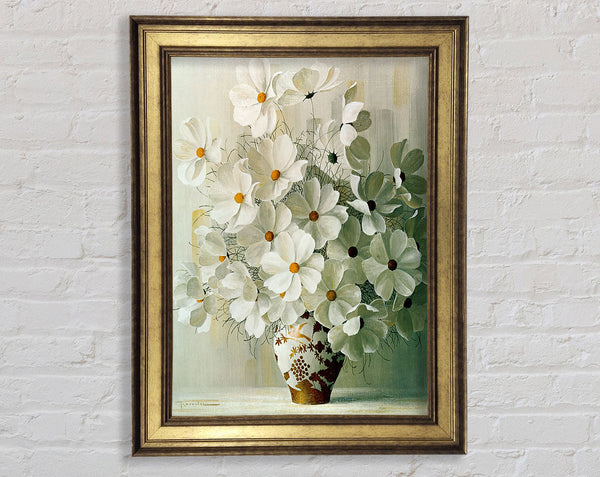 White Flower In A Vase Framed Print