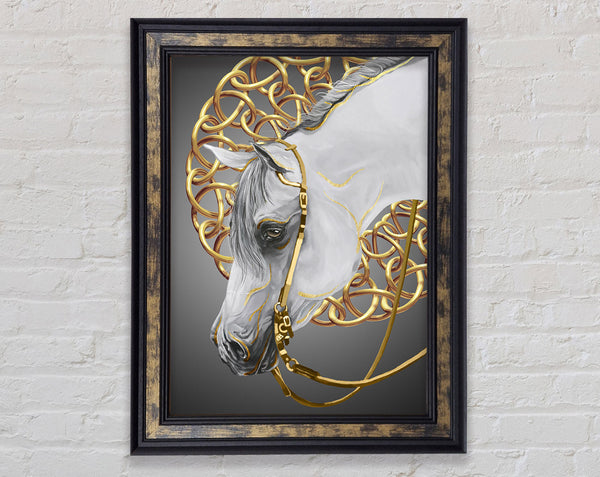 Walnut Horse With Gold Chains Framed Print